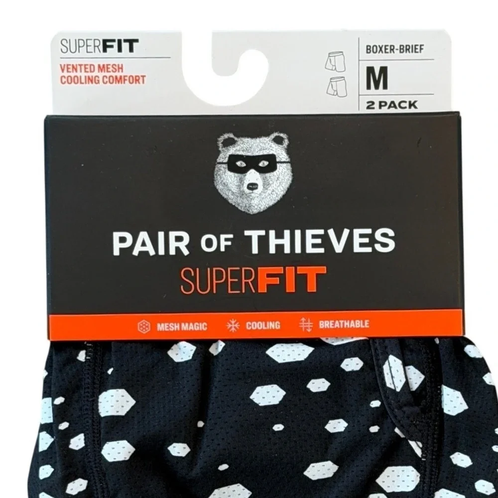 Pair of Thieves SuperFIT Boxer Briefs M (31-33) Black Black/White (2) Pack *NEW*